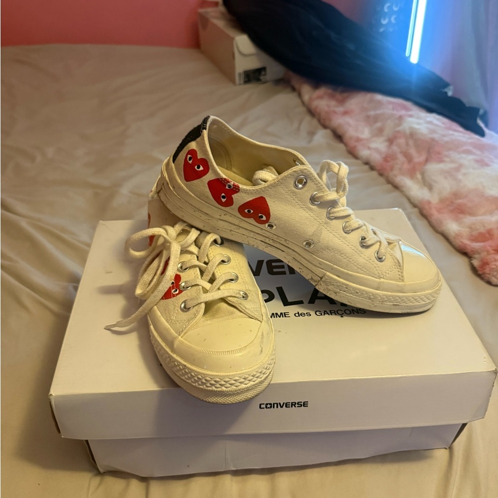 Comme des Garcons Kids Sneakers with Red Heart Design